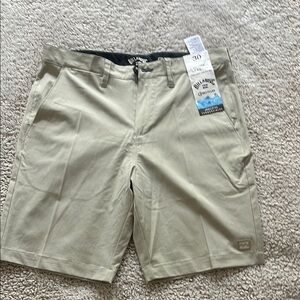 Billabong Tan Flat Front Shorts Lightweight Comfort